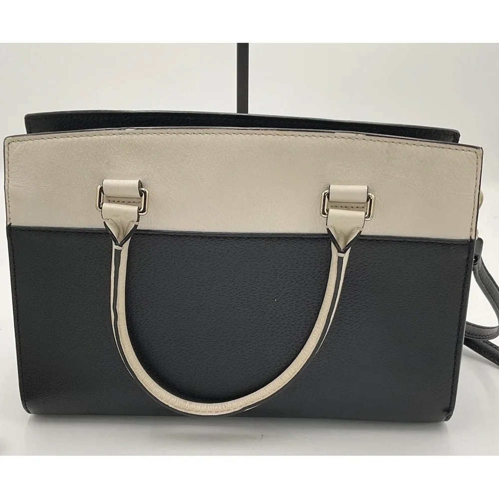 Kate Spade New York Grove Street Caley Leather Satchel, Black&White With Wallet